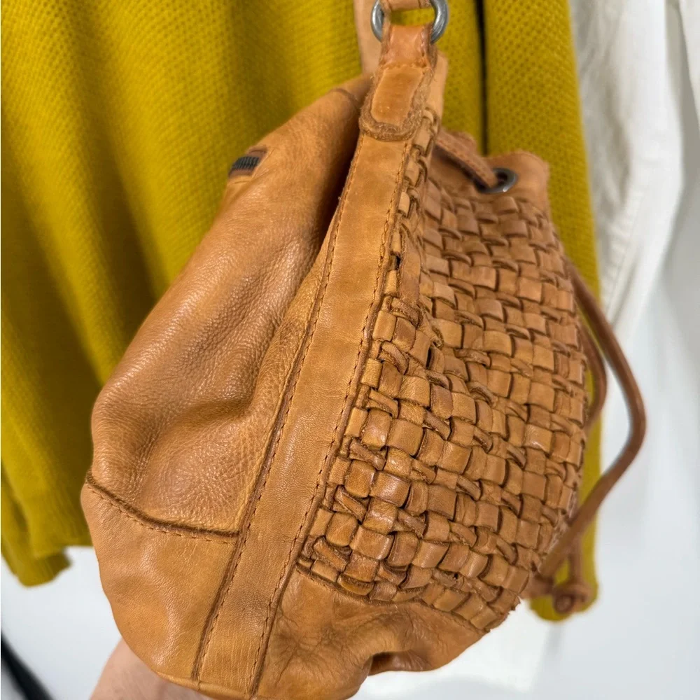 Unnamed leather woven hobo crossbody with drawstring purse